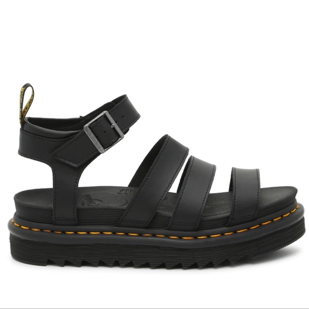 Dr. Martens Blaire Black Hydro Leather Strap Sandals US Women's 10